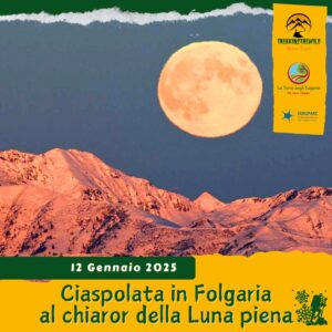 trekking escursione ciaspe ciaspolata neve prealpi venete alpe cimbra folgaria monte maggio luna piena montagna domenica 12 gennaio 2025 veneto pomeriggio