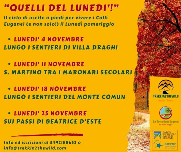 trekking escursione colli euganei unesco lunedì pomeriggio berici veneto novembre 2024