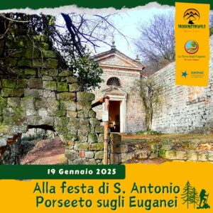 trekking escursione colli euganei monte madonna teolo passo fiorine alpini festa antonio porseeto abate domenica 19 gennaio 2025 veneto unesco