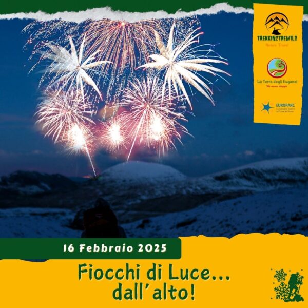 trekking escursione ciaspe ciaspolata neve prealpi venete asiago fiocchi luce fuochi artificio spettacolo cena altopiano sette comuni domenica 16 febbraio 2025 veneto pomeriggio