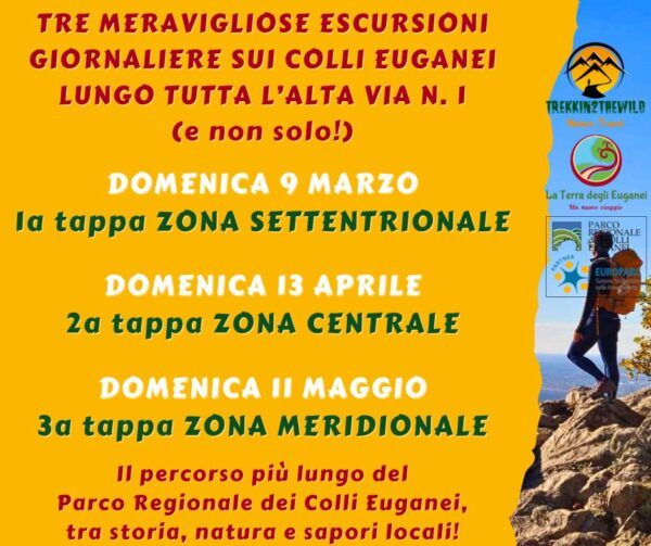 proposte trekking alta via 1 cammino veneto colli euganei marzo aprile maggio 2025 ok