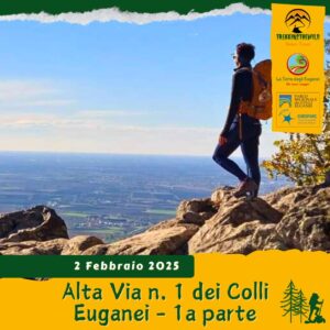 trekking escursione colli euganei alta via 1 veneto teolo terre bianche monte madonna rocca pendice domenica 2 febbraio 2025 europarc federparchi zona nord