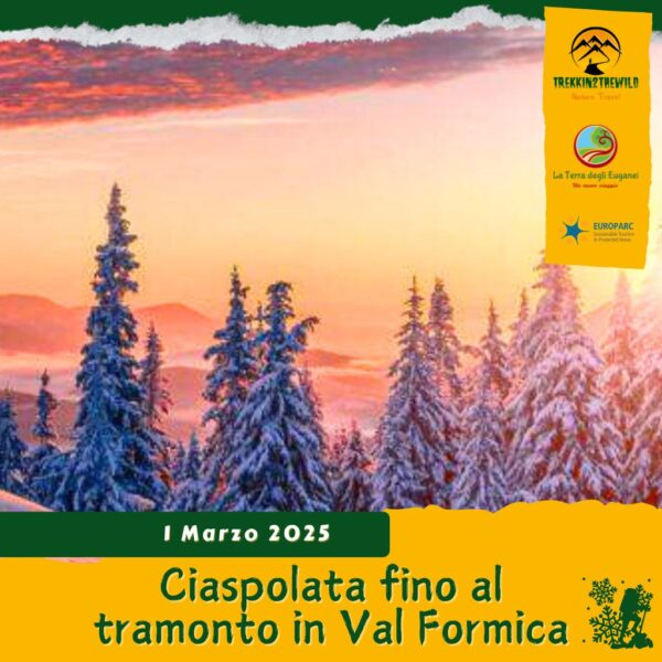 trekking escursione ciaspe ciaspolata neve altopiano sette comuni asiago mandriolo larici rifugio val formica tramonto pomeriggio montagna sabato 1 marzo 2025 veneto